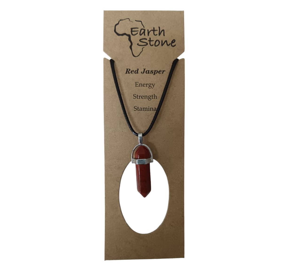 Earth Stone Collection - Bullet Crystal Stone Necklace (Red Jasper)