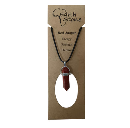 Earth Stone Collection - Bullet Crystal Stone Necklace (Red Jasper)