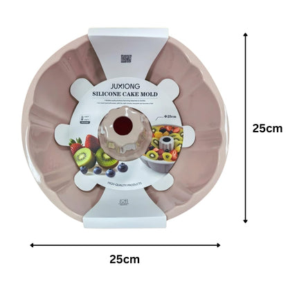 Silicone Ring Cake Mold - Fluted Tube - 25x25cm (Pink)