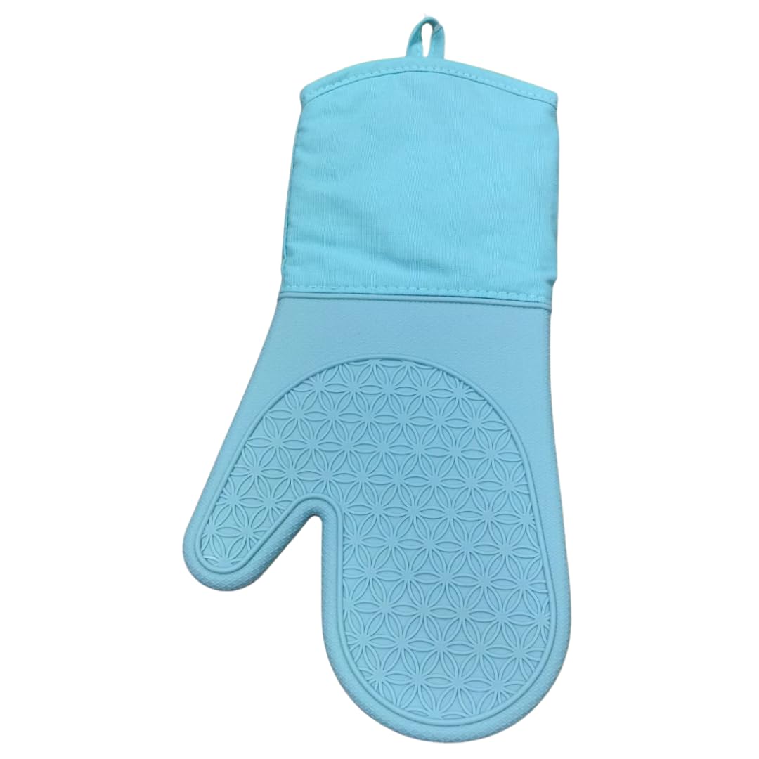 Silicone Oven Glove - Long - 34.5x17cm (Blue)