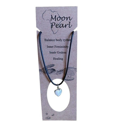 Earth Stone Collection - Heart Crystal Stone Necklace (Pearl)