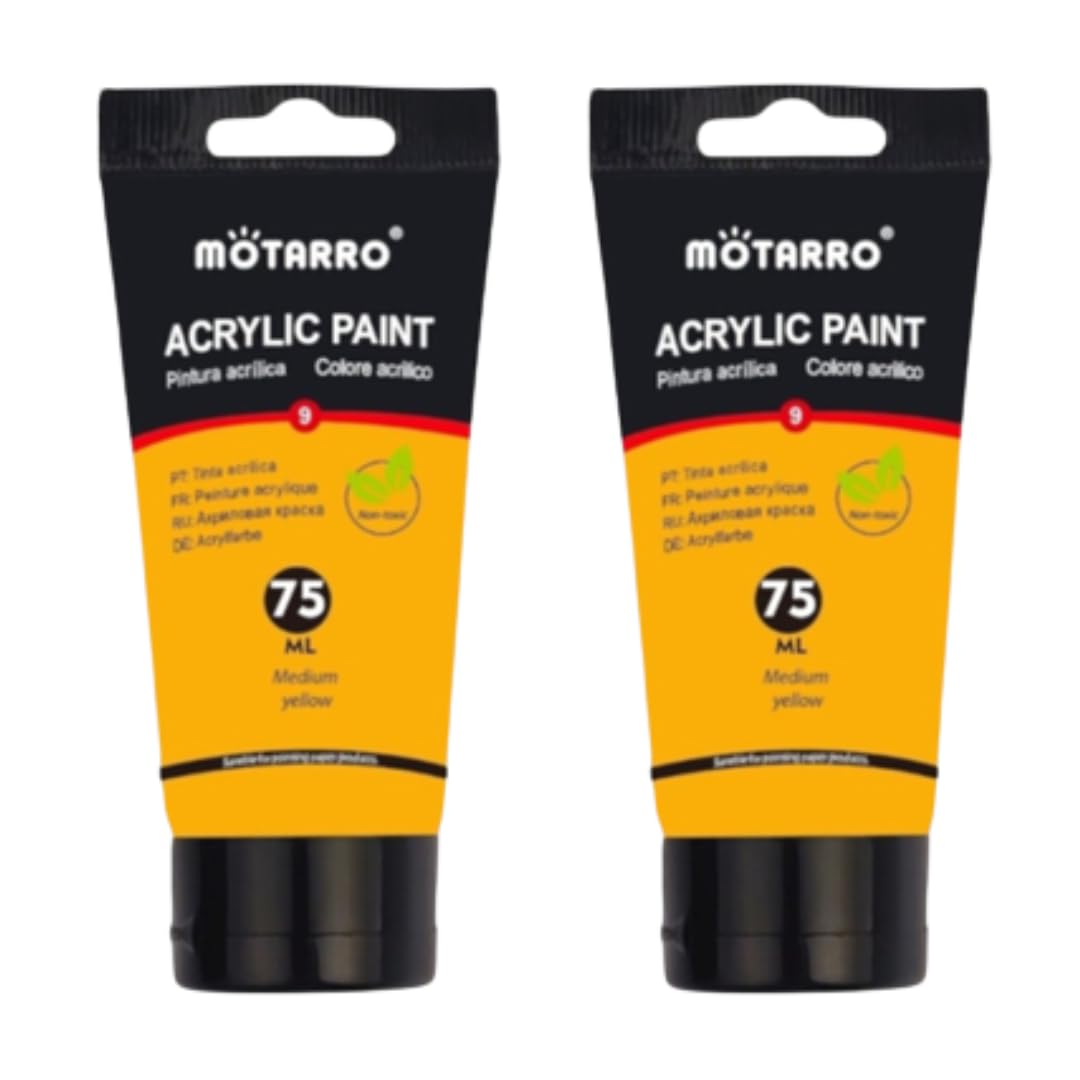 2 Pack Acrylic Paint – 75ml Tubes (Medium Yellow)
