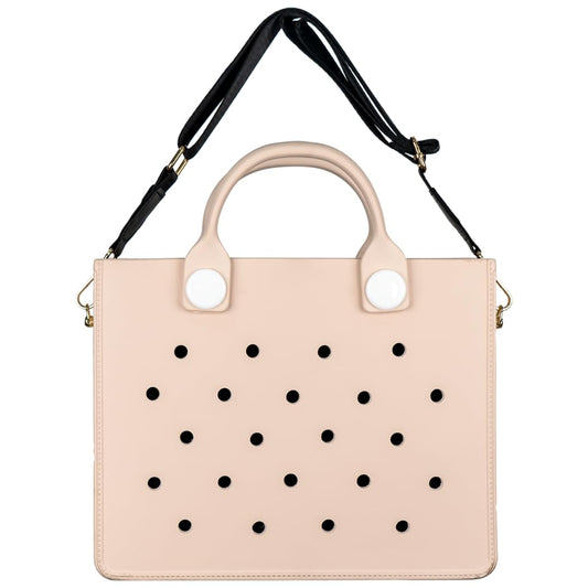 Nana EVA Croc Bag with Shoulder Strap – Lightweight Waterproof Tote Handbag (Beige)