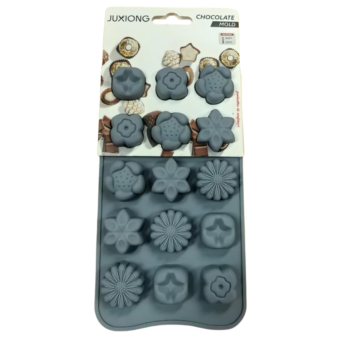 Silicone Chocolate Mold - Assorted Flowers - 20x10cm (Grey)