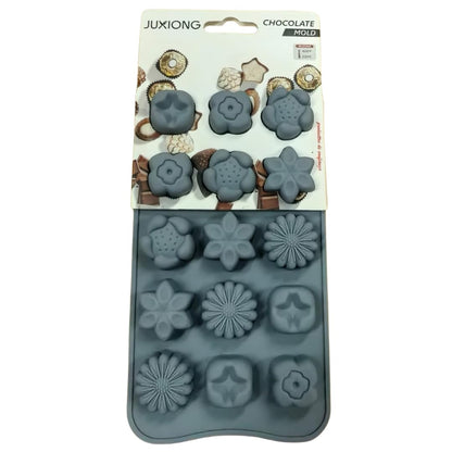 Silicone Chocolate Mold - Assorted Flowers - 20x10cm (Grey)