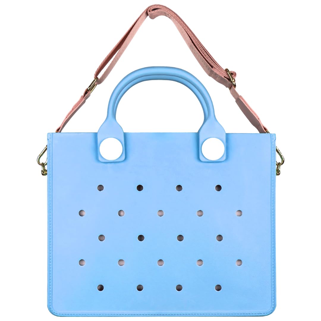 Nana EVA Croc Bag with Shoulder Strap – Lightweight Waterproof Tote Handbag (Blue)