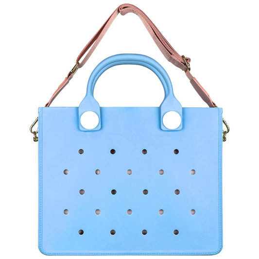 Nana EVA Croc Bag with Shoulder Strap – Lightweight Waterproof Tote Handbag (Blue)