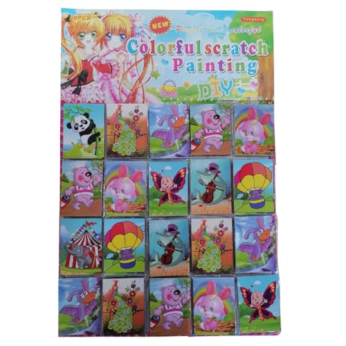 Colourful Scratch Painting on Card 20pc | DIY Art Set for Kids | Creative Rainbow Scratch Activity