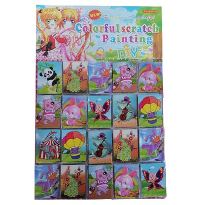 Colourful Scratch Painting on Card 20pc | DIY Art Set for Kids | Creative Rainbow Scratch Activity