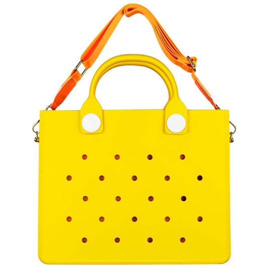 Nana EVA Croc Bag with Shoulder Strap – Lightweight Waterproof Tote Handbag (Yellow)