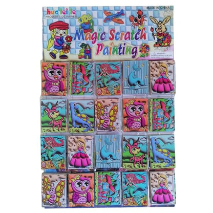Magic Scratch Painting on Card 20pc | Creative Art Set for Kids | Colour Reveal Scratch Pads