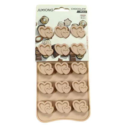 Silicone Chocolate Mold - Double Hearts - 19x10cm (Pink)