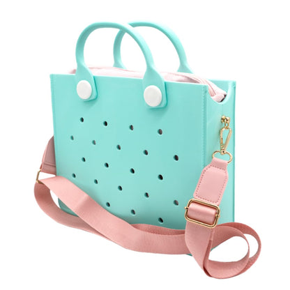 Nana EVA Croc Bag with Shoulder Strap – Lightweight Waterproof Tote Handbag (Pastel Blue)