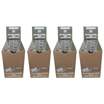 Flame Club King Size Rolling Paper + Tips - 26Piece Booklets - 4 Pack