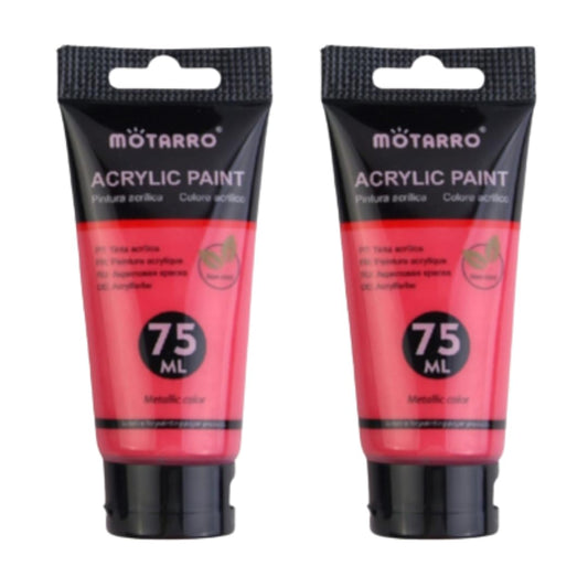 2 Pack Acrylic Metallic Paint – 75ml Tubes (Dark Pink)