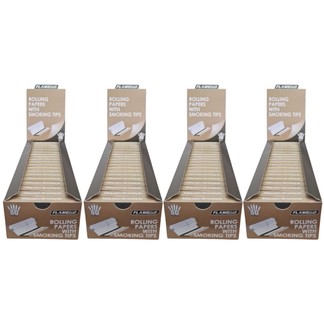 Flame Club Queen Size Rolling Paper + Tips - 39 Booklets - 4 Pack
