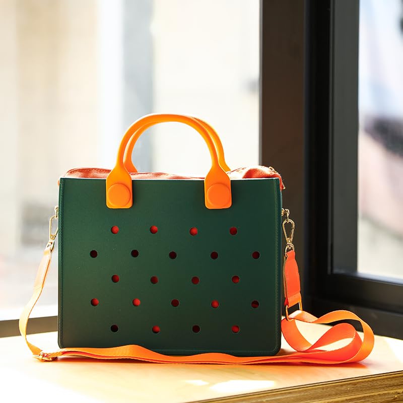 Nana EVA Croc Bag with Shoulder Strap – Lightweight Waterproof Tote Handbag (Green)