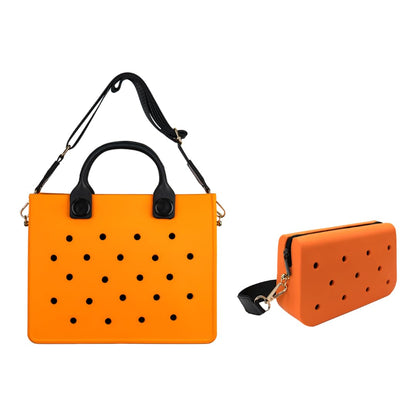 Nana EVA Croc Shoulder Bag & Coco EVA Croc Crossbody Bag Combo Set (Orange)