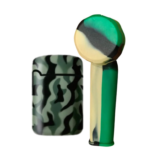 Green Army ZL-3 Torch Jet Lighter And Green Mini Silicone Rasta Pipe