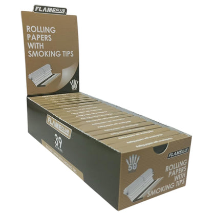 Flame Club Queen Size Rolling Paper + Tips - 39 Booklets - 2 Pack