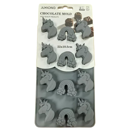 Silicone Chocolate Mold - Unicorns And Rainbows - 22×10.5cm (Grey)