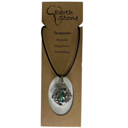 Earth Stone Collection - Crystal Locket Stone Necklace (Turquoise)