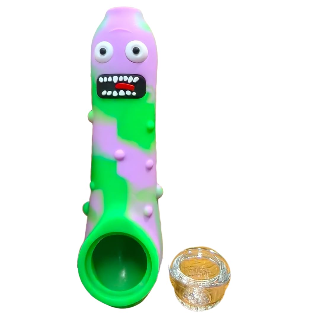 Silicone Rasta Pipe – Pickle Rick (Pink And Green)