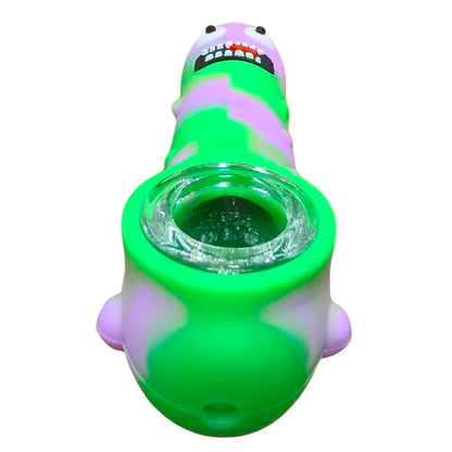 Silicone Rasta Pipe – Pickle Rick (Pink And Green)