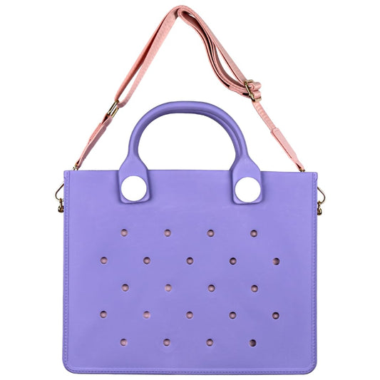 Nana EVA Croc Bag with Shoulder Strap – Lightweight Waterproof Tote Handbag (Pastel Purple)