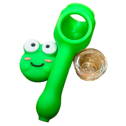 Silicone Rasta Spoon Pipe - Cartoon Faces (Green)