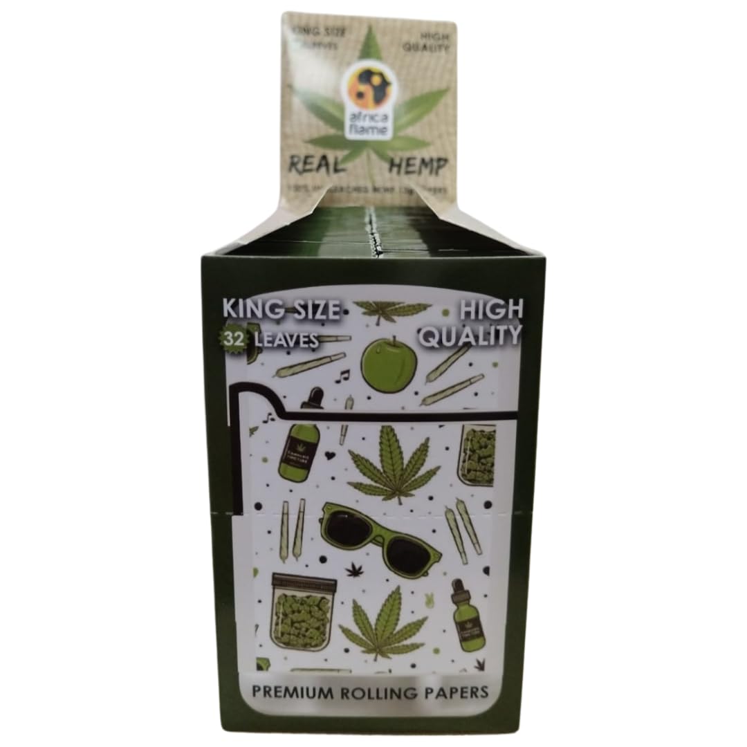 Africa Flame 100% Hemp Rolling Paper - 50 Booklets - White