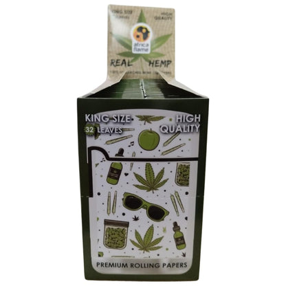 Africa Flame 100% Hemp Rolling Paper - 50 Booklets - White