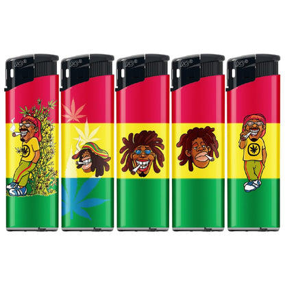 N2 Electronic Lighter - 5 Pack With 330ml Gas (Rasta)
