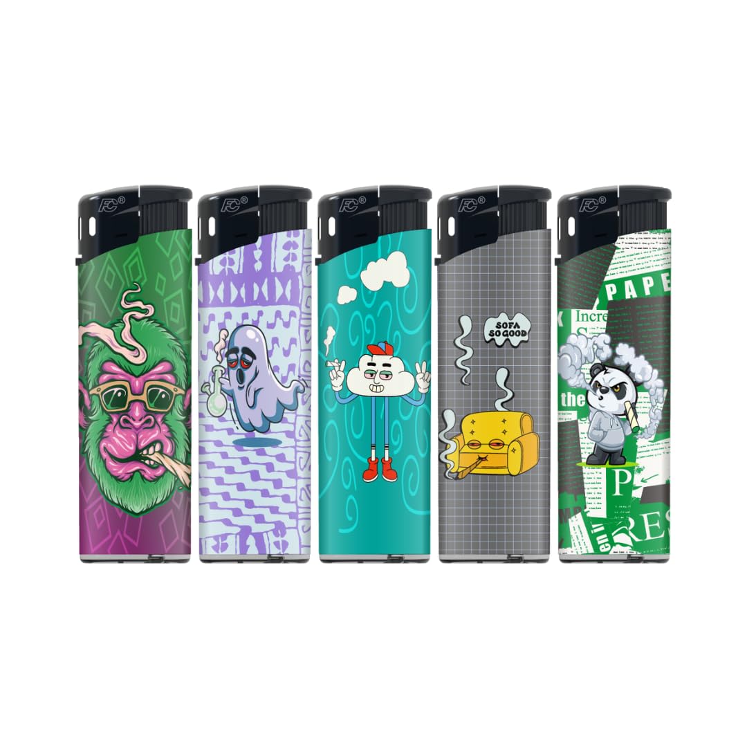 Electronic N2 Refillable Lighters – 420 Design Assortment, Pack of 50