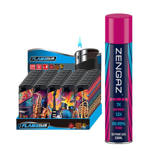 N2 Electronic Lighter - 5 Pack With 330ml Gas (Music)