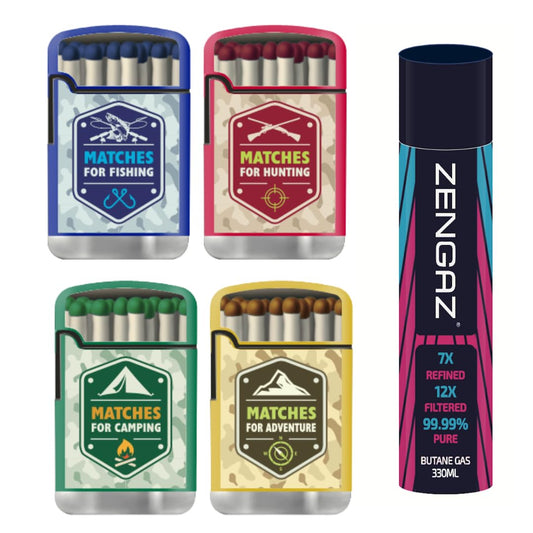 ZL 3 Mega Jet Flame Lighter MATCH 4 Pack & 330 ML Gas