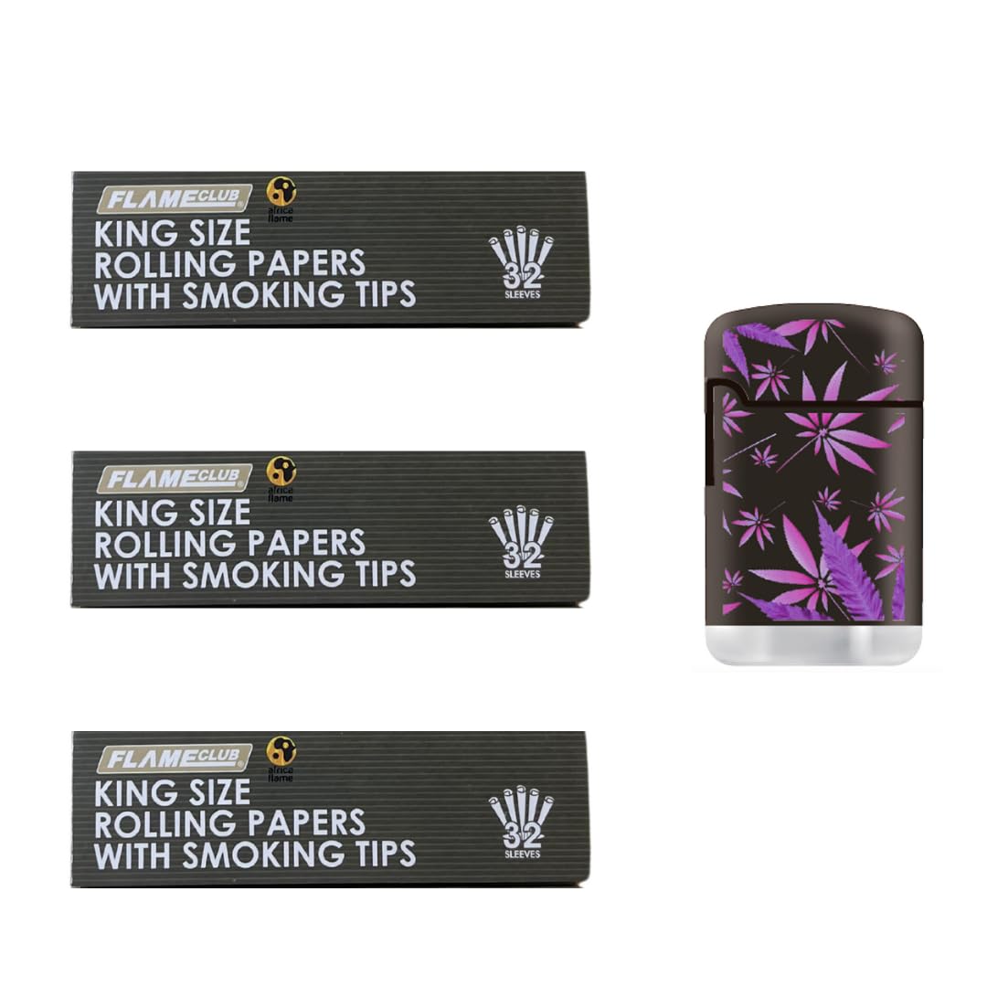 Value Pack 10 King Size Papers and Tips with Jet Flame Lighter