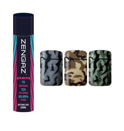 ZL 3 Mega Jet Flame Lighter - Army 3Pack + 330ML Gas