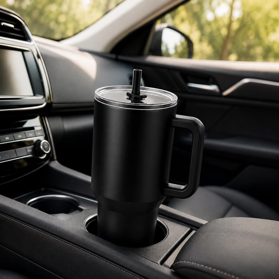 Travel Mug - Stainless Steel With Handle (Black)