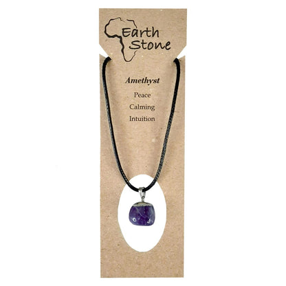 Earth Stone Collection - Polished Crystal Stone Necklace (Amethyst)