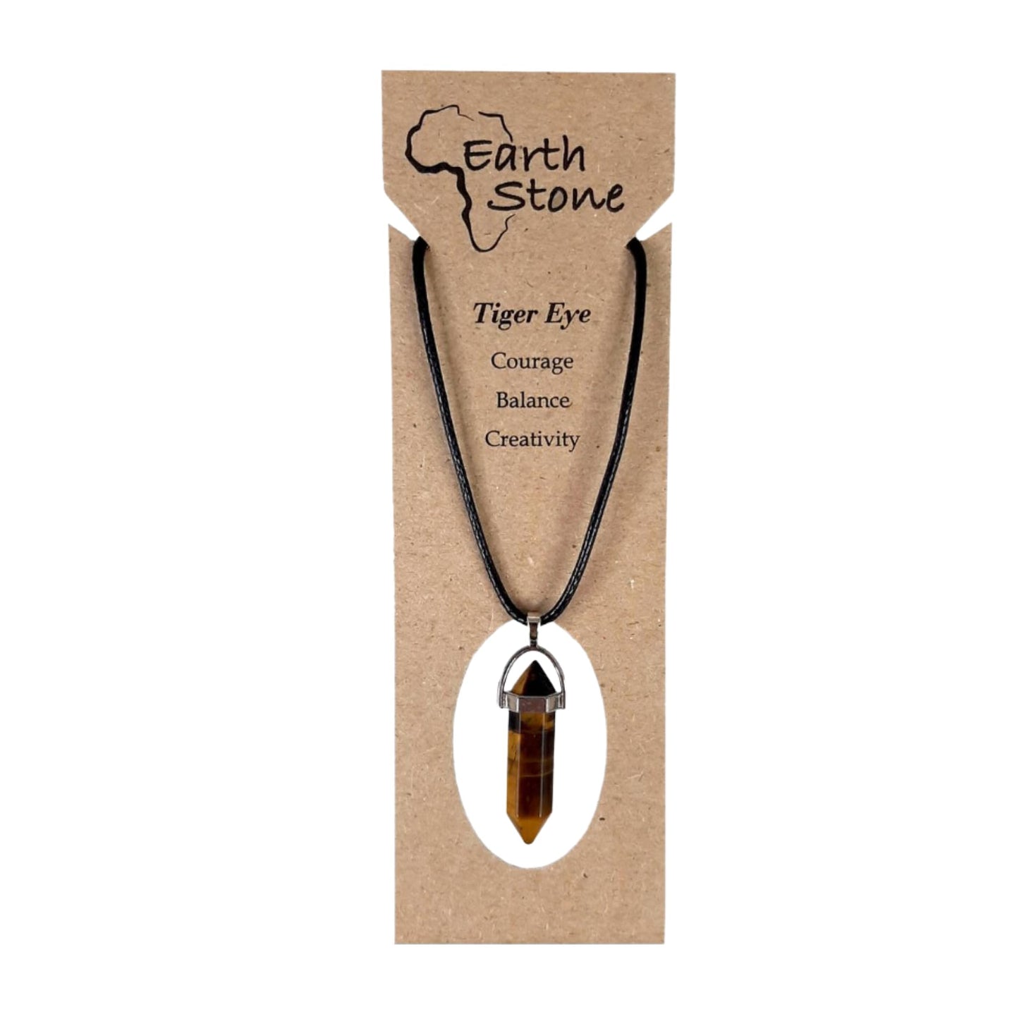 Earth Stone Collection - Bullet Crystal Stone Necklace (Tigers Eye)