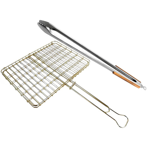 DeBest Extra Long Braai Tong and Big Box Braai Grid Set - 80cm