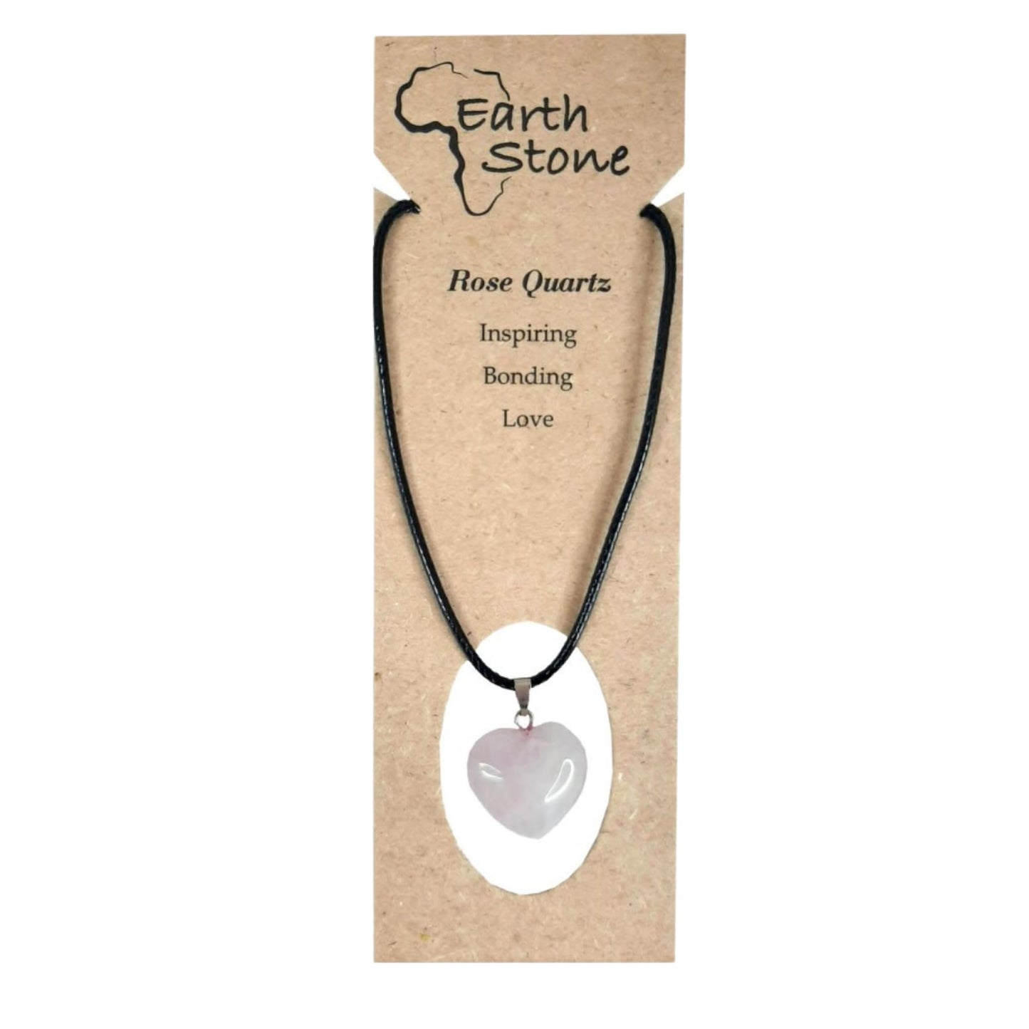 Earth Stone Collection - Heart Crystal Stone Necklace (Rose Quartz)