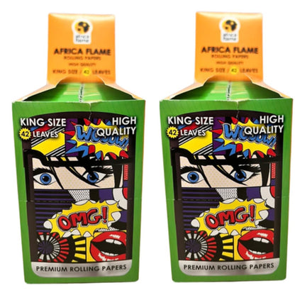 Africa Flame Rolling Paper King Size - 50 Booklets - Popart - 2 Pack
