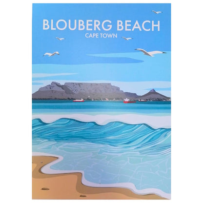 Glenn John Art A4 Print – Blouberg Beach, Cape Town | Digital Travel Poster Print | Premium Coastal Artwork by Glenn John