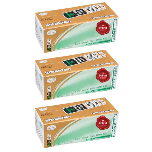 Debest Zinc Chloride AAA Battery 1.5V - Box of 60 - 3 Pack
