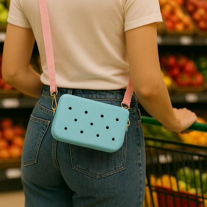Nana EVA Croc Shoulder Bag & Coco EVA Croc Crossbody Bag Combo Set (Pastel Blue)