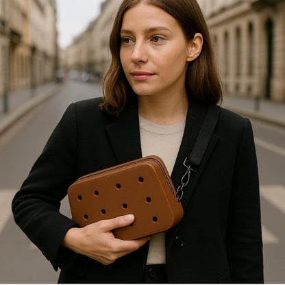 Nana EVA Croc Shoulder Bag & Coco EVA Croc Crossbody Bag Combo Set (Brown)
