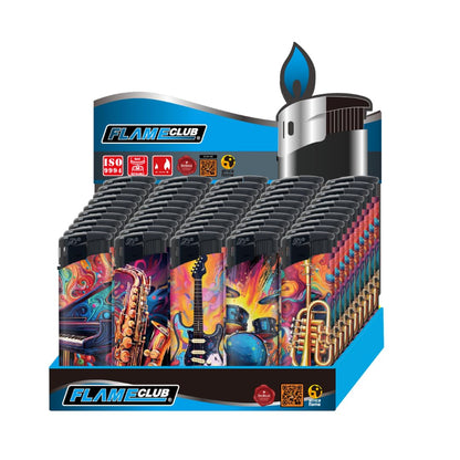 Electronic N2 Refillable Lighters – Music Design Assortment, Pack of 50