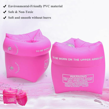 Swimming Inflatable Floating Arm Bands - 10 Pack - Pink